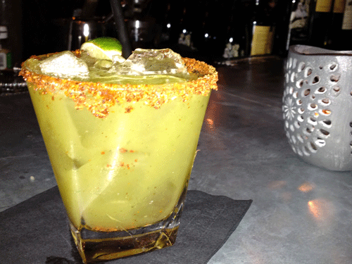 Tequileria Maya NYC - Pepino cocktail with jalapeno infused tequila, cucumber puree, citrus juice, and a spicy, tart, salted rim