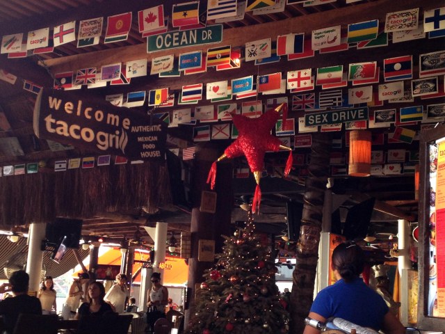 Decor at Taco Grill in La Isla Shopping Mall, Cancun, Mexico