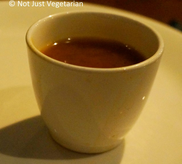 Shrimp soup with compliments from the Chef at Fred's House Seafood Market & Grill in Cancun, Mexico