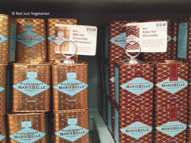 Boxes of powder for hot chocolate at MarieBelle in SoHo, NYC