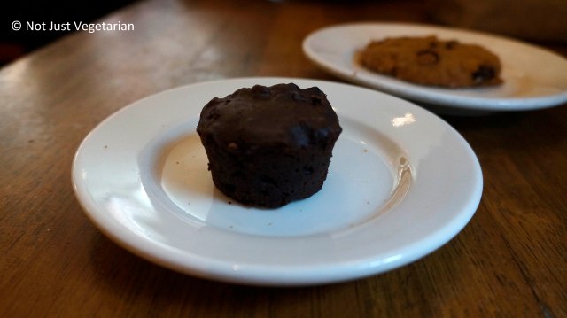 Vegan mini brownie - made without refined sugar - at Peacefood Cafe, NYC