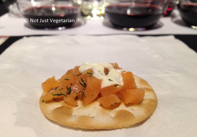 Chilean Salmon appetizer served in the Wine Basics class at Puro Wine NYC
