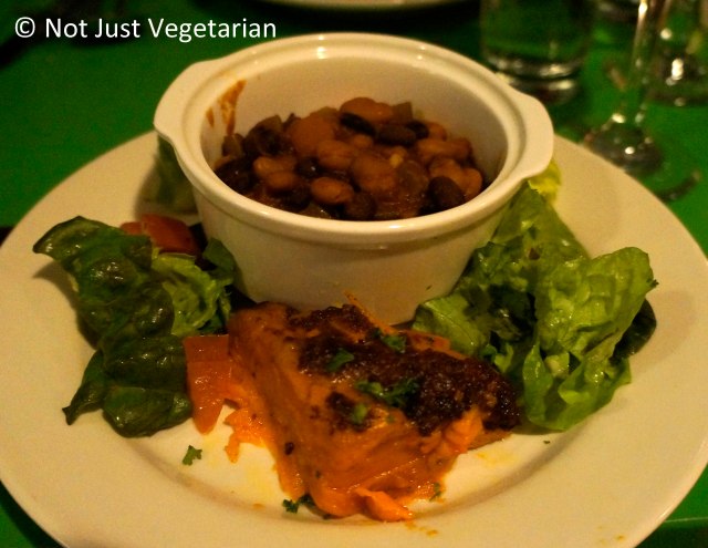 Vegetarian cassoulet served with Yam cake at Table Verte NYC