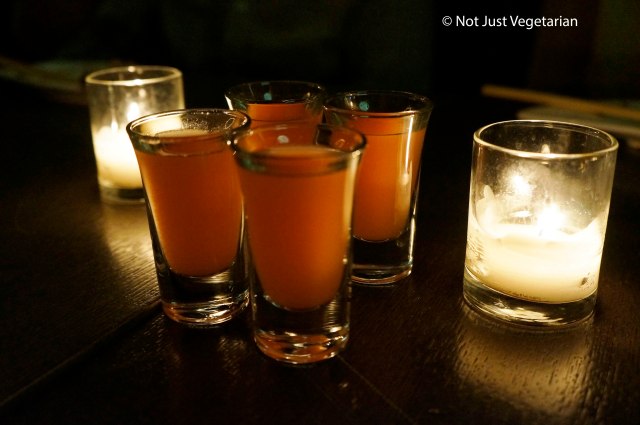 Complimentary shots served at Barn Joo NYC