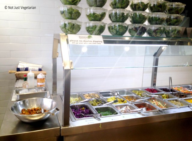 Vegetarian salad bar at SoomSoom55 in NYC