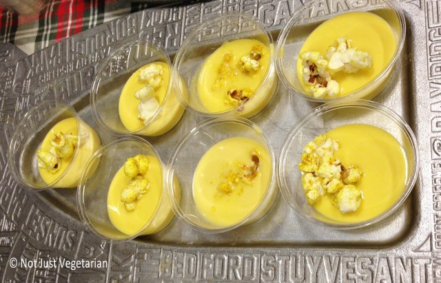 Creamy corn soup with curry popcorn from M.O.B at The Seed 2013 in NYC