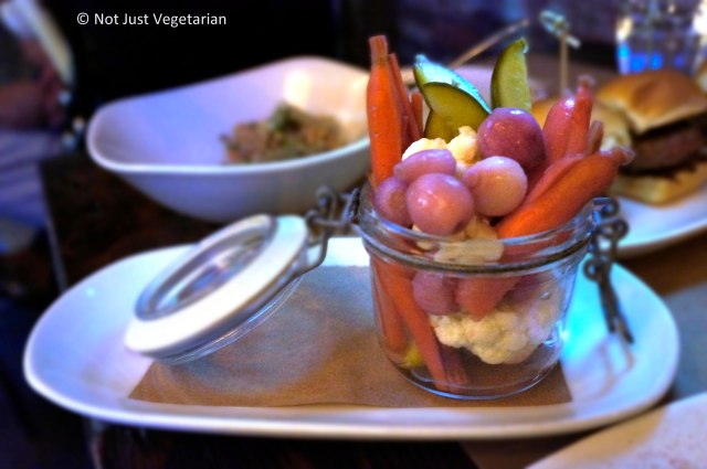 Jar of pickled vegetables at Willow Road NYC