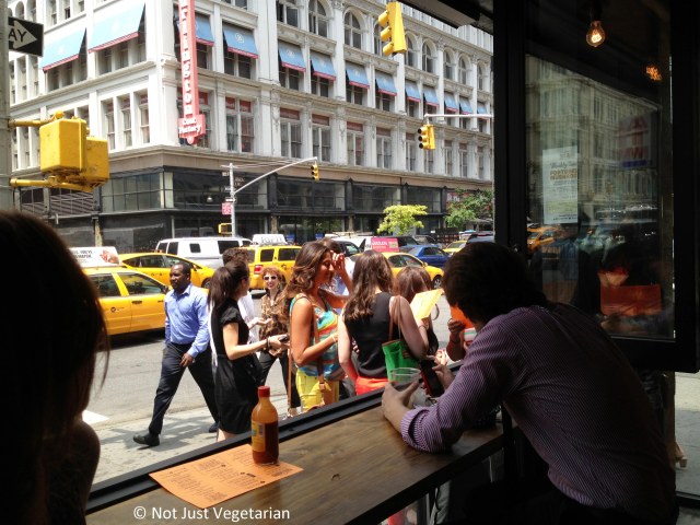 Line of guests outside Tres Carnes NYC 