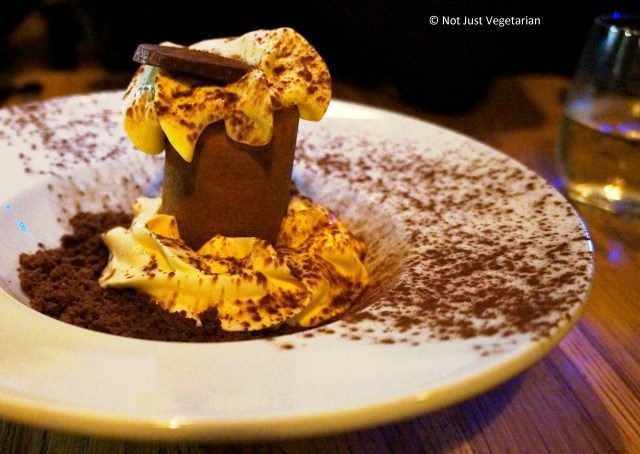 Chocolate and caramel foam at Goat in Chelsea, in London