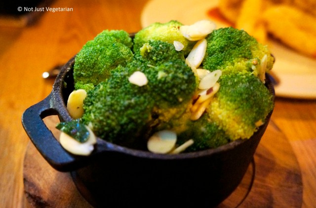 Broccoli with garlic, chilies, and almonds at Goat in Chelsea, London