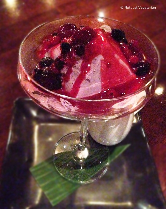 Blueberry kulfi with fresh berry confit at Mint Leaf Restaurant & Bar, Haymarket London