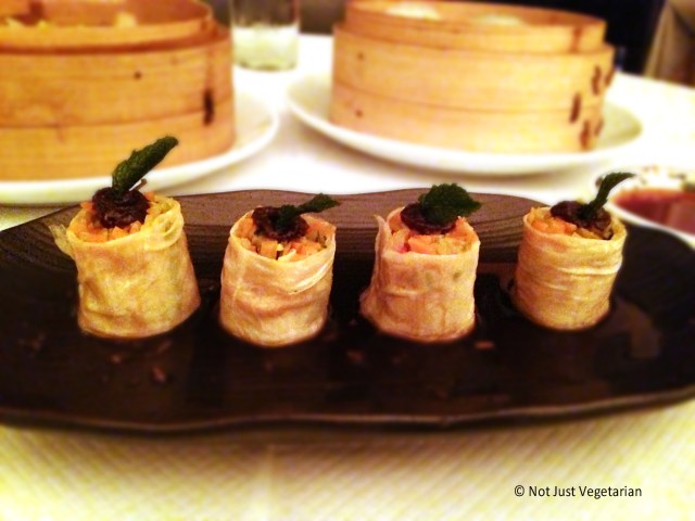 Vegetable Yuba Roll with Chilli Jam at E & O in Notting Hill London