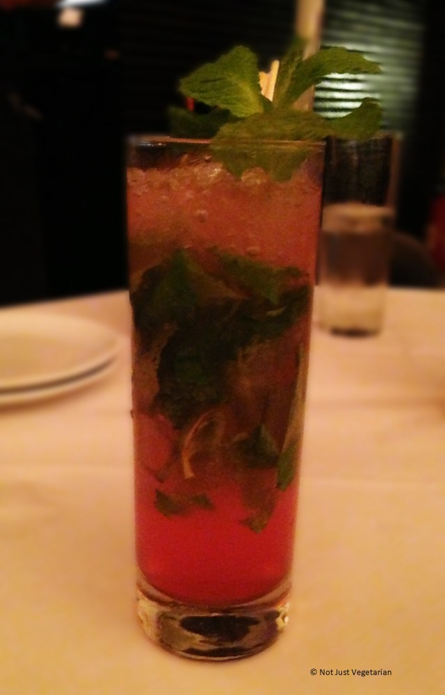 "Shanghai breeze" - with vodka, lemon juice and mint over crushed ice and cranberry juice at E & O in Notting Hill London