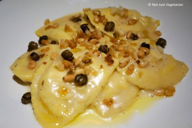 Mezzalune with pureed cauliflower, capers and pinenuts at L'Apicio in NYC