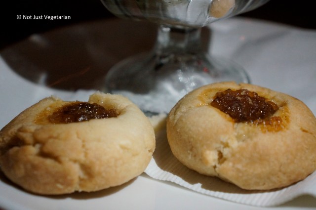 Thumbprint cookies with cranberry jelly at L'Apicio in NYC