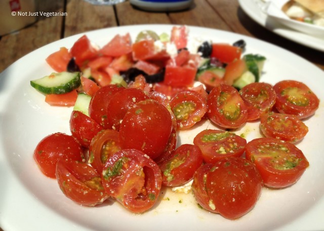 Tomato salad in pesto sauce at La Bottega in South Kensington, London