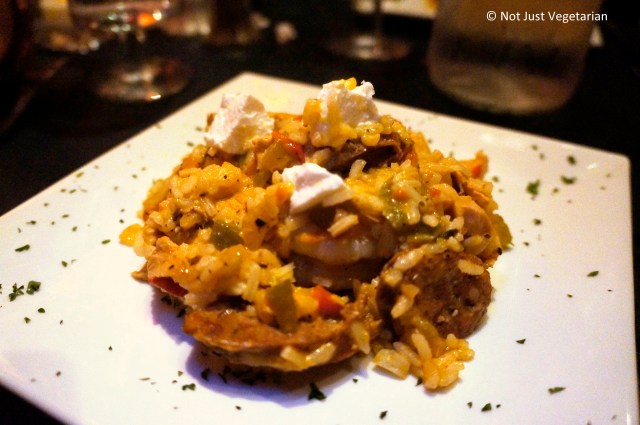 Jambalaya with goat cheese at Masq restaurant and lounge, NYC