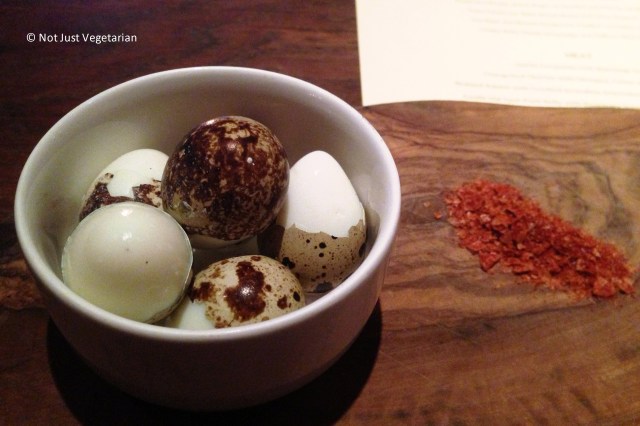 Boiled quail eggs at Salt Yard in London