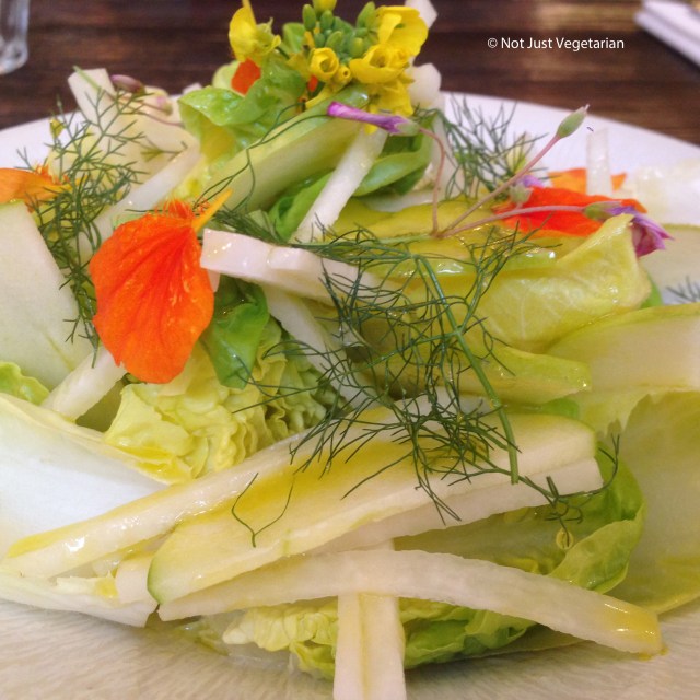 Kohlrabi and green apple salad with gem lettuce and dill at Apero in London