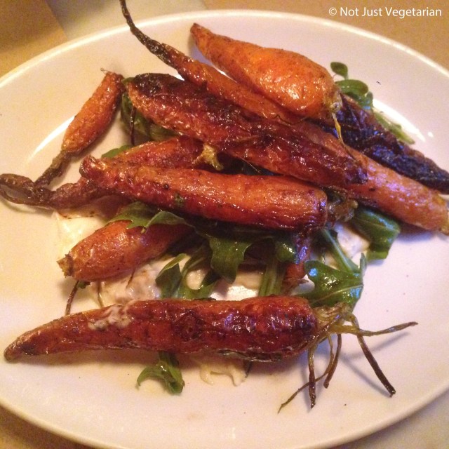 Carrots with creme fraiche, coffee and arugula at Il Buco Alimentari y Vineria, NYC
