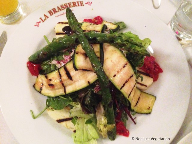 Grilled asparagus salad with courgettes and halloumi at La Brasserie in Chelsea, London