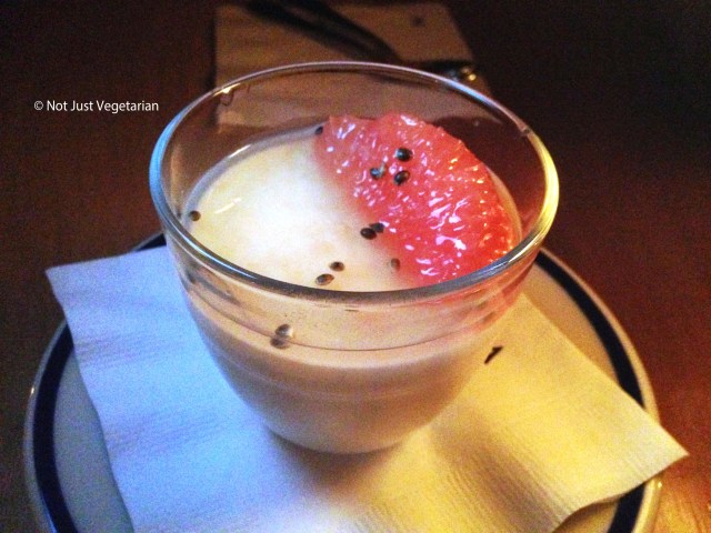 Grapefruit pannacotta with hempseed at Navy in NYC