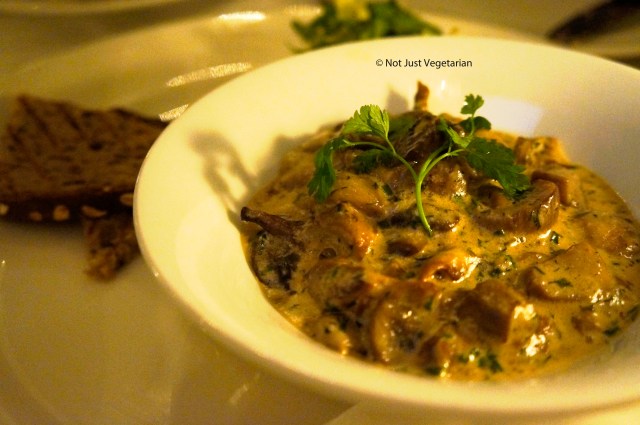 Wild mushroom boletus with girolle, braised in sour cream at Ognisko in London