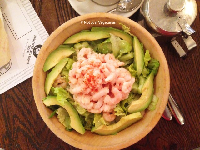 Shrimp and Avocado salad with Marie Rose dressing at Sophie;s Steakhouse in Chelsea, London