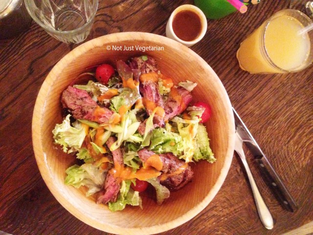 Skirt Steak salad at Sophie's Steakhouse in Chelsea, London